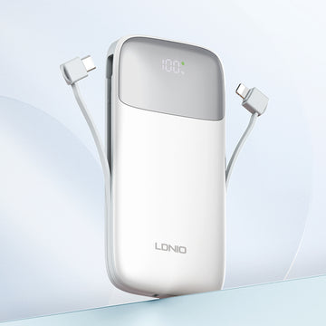 Ldnio PQ20 20000mAh 22.5W Fast Charging Power Bank with Built in Type C & Lightning Cables