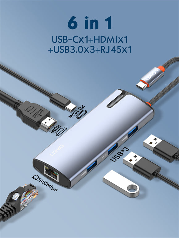 Ldnio 6 In 1 Usb C Dock Station DS-16H