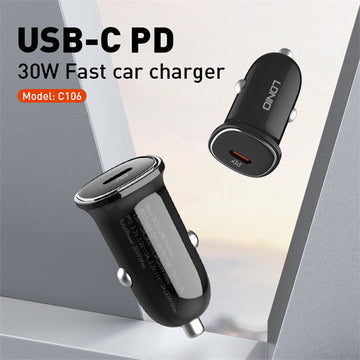 Ldnio 30W PD Fast Car charger with Type C to Type C Cable C106