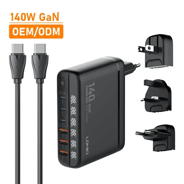 Ldnio 140W GaN Super Fast Desktop Charger with USB C to C Cable