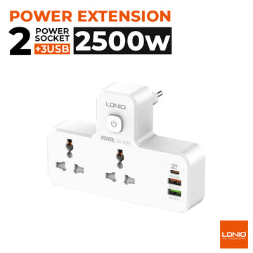 Ldnio SC2311 Power Extension with 2 Power Sockets / 2 USB-A Ports / 1 PD 20w Type C Port