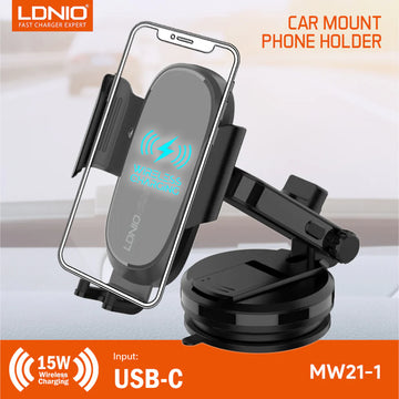 LDNIO MW21-1 Wireless Charging Car Mount 15W – BLACK